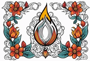 tongue of fire
old school vintage simple traditional design with vintage flowers surrounding
bold color simple tattoo idea