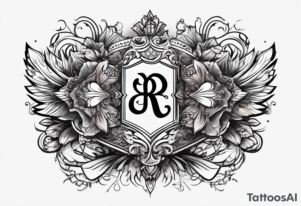 The letters AR together with the words always ready going down the side of the letters tattoo idea