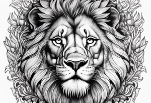 A lion surrounded by flames tattoo idea