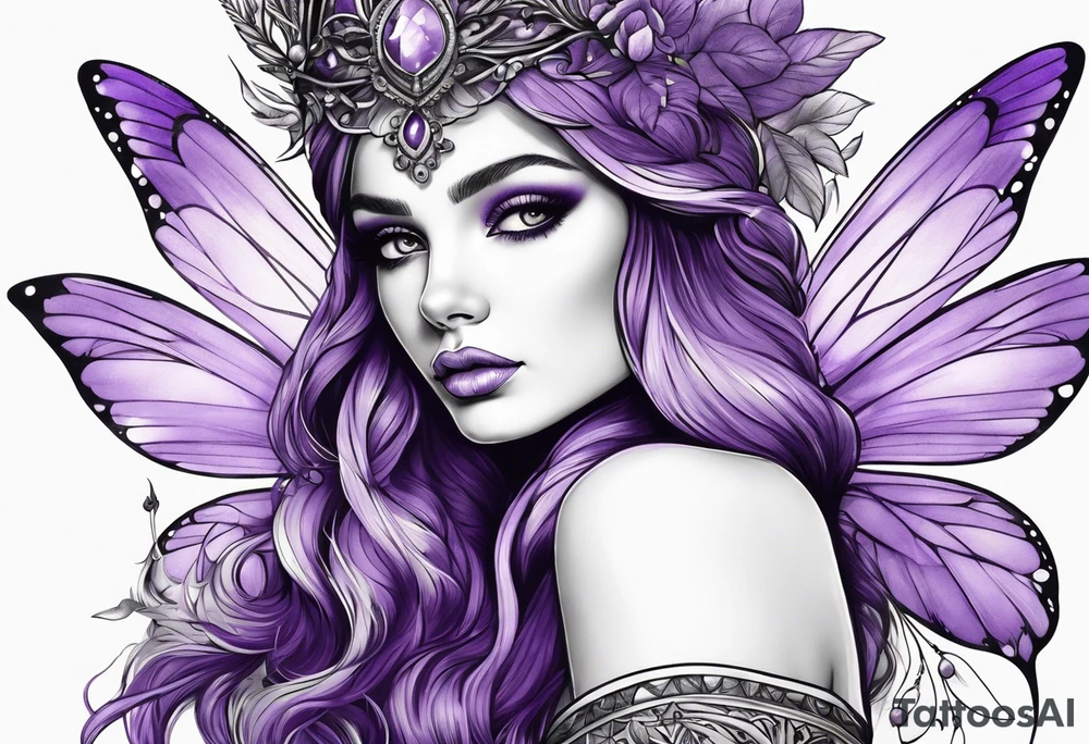 fairy queen in purple tattoo idea