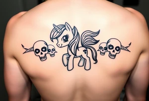 Demonic my little pony with skulls tattoo idea