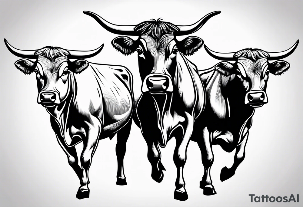 two fighting cow tattoo idea