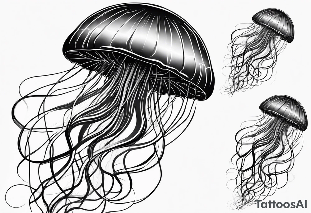 Single Jellyfish, Long tentacles tattoo idea