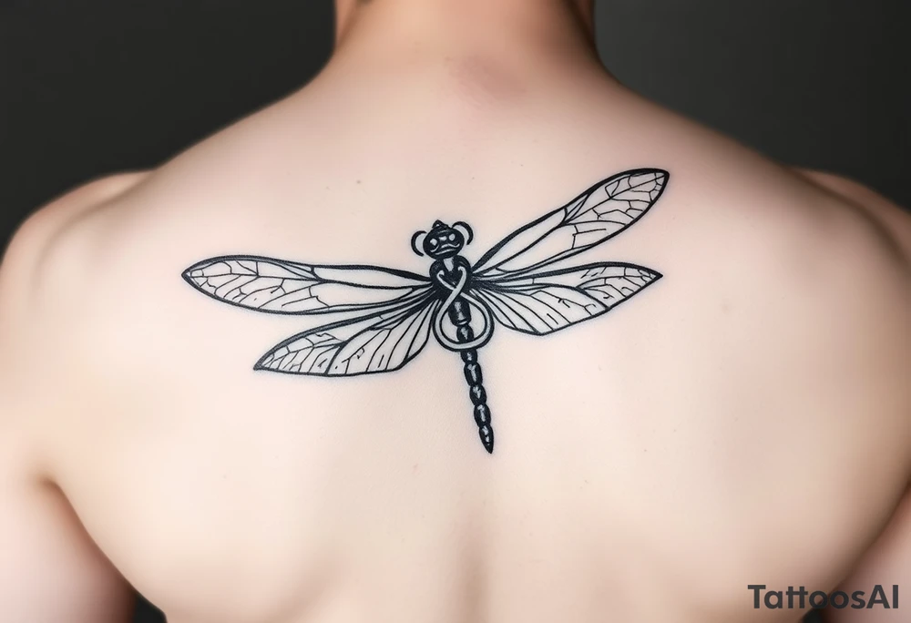 dragonfly with infinity symbol body tattoo idea
