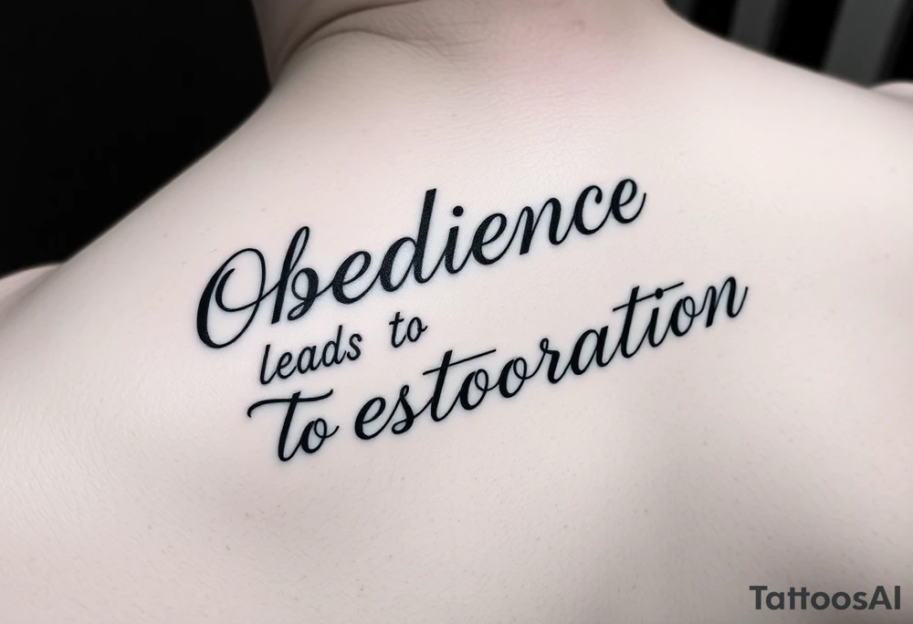 Obedience leads to restoration (saying) wrote in cursive tattoo idea