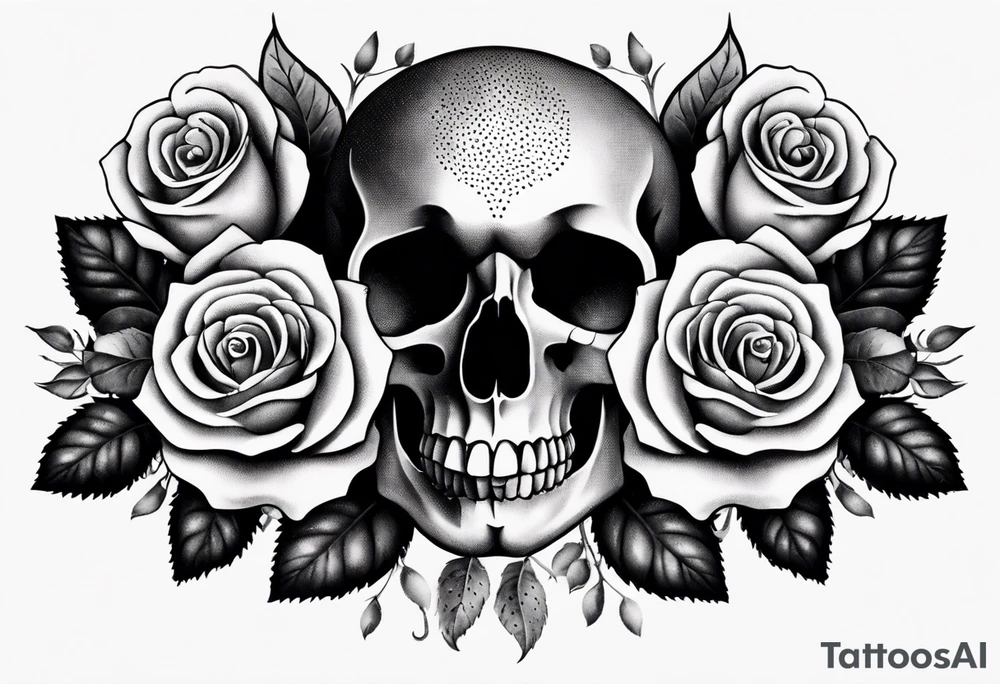 skull and roses tattoo idea
