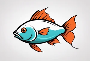 Aggressive looking minimalist cartoon fish tattoo idea