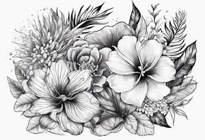 sea,, night, flower, palm, animal tattoo idea