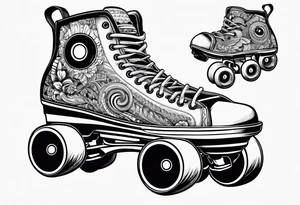 Boombox rollerskates tattoo idea