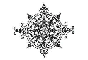 mytical shaman and witch ancient ornament with runes tattoo idea
