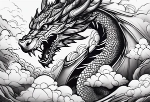 Dragon breaking through the clouds tattoo idea