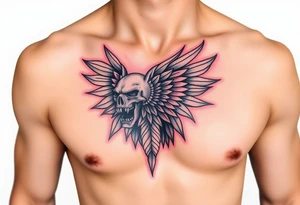 Indian chest color male left peck tattoo idea