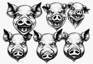 see no, hear no, speak no evil, pigs tattoo idea
