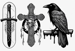 Raven on the grave with the katana tattoo idea