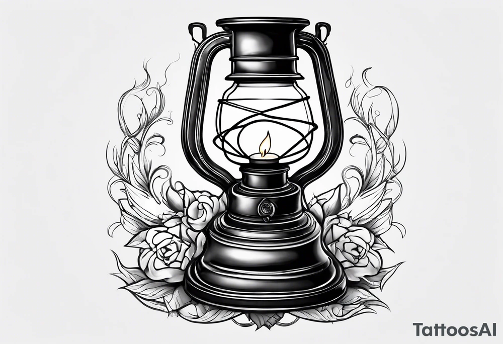 Oil lamp with grave tattoo idea
