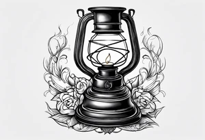 Oil lamp with grave tattoo idea