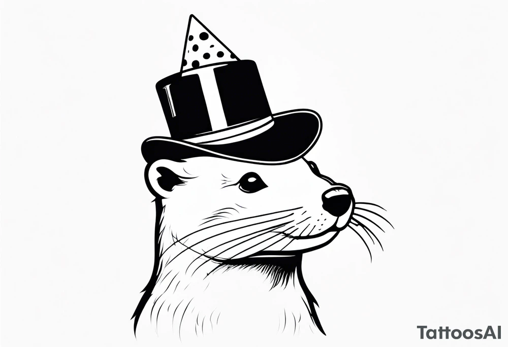 otter with a party hat tattoo idea