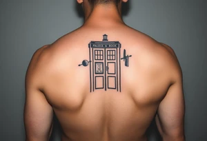 Realistic Tardis with space in background. tattoo idea