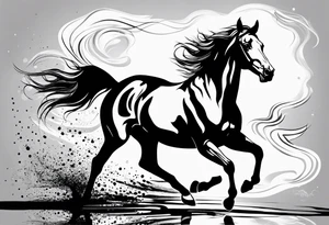 A horse galloping across wet ground tattoo idea