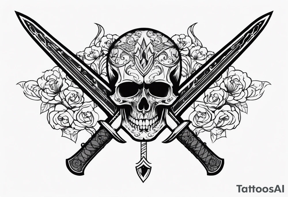 Sword with skull through the head tattoo idea