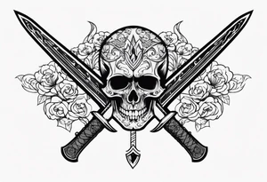 Sword with skull through the head tattoo idea