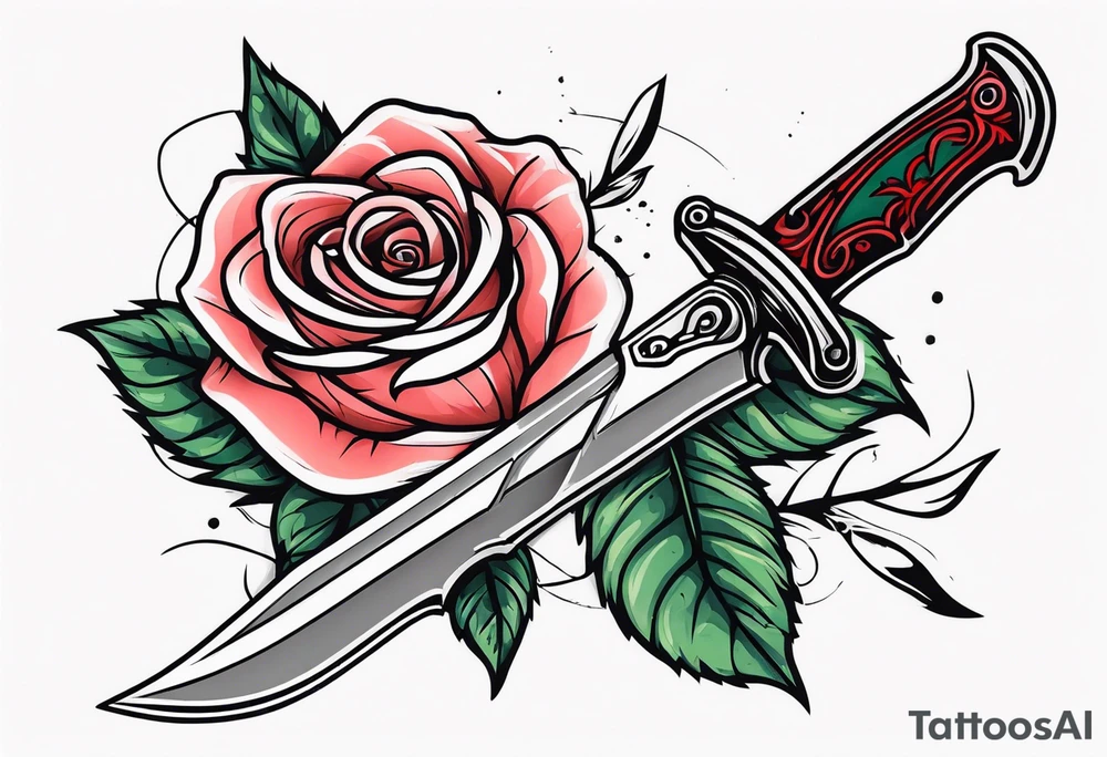 Messer mit Stacheldraht und Rose tattoo idea