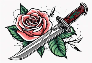 Messer mit Stacheldraht und Rose tattoo idea