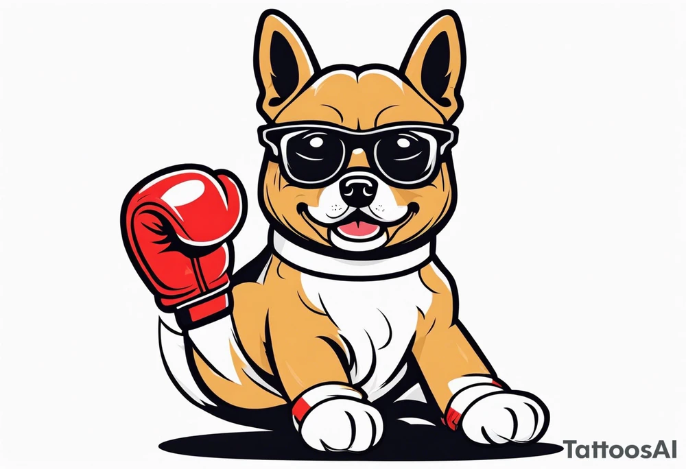 Cute Dog with boxing gloves, boxing coach tattoo idea