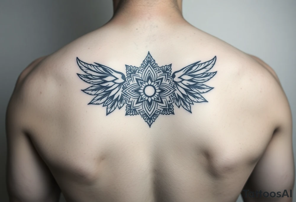 spiritual feathers ornamental mandala shaman tattoo idea