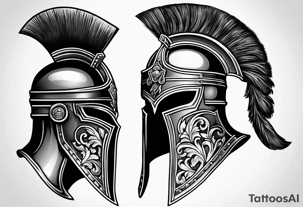 roman helmet vs spartan helmets tattoo idea
