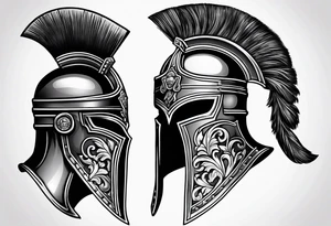roman helmet vs spartan helmets tattoo idea