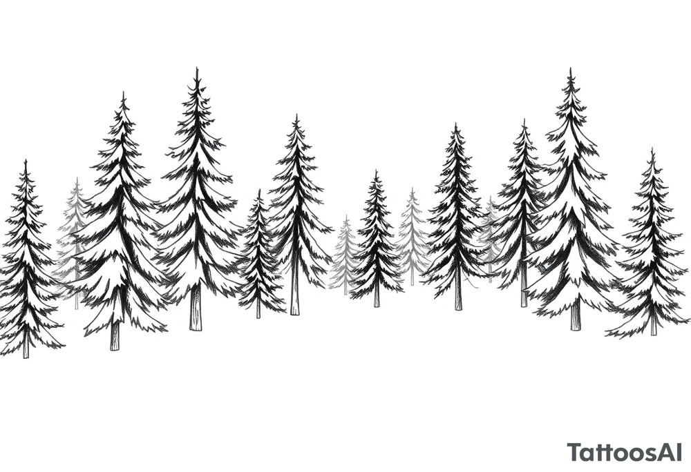 Coniferous forest the trees are black and gray tattoo idea