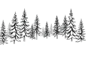 Coniferous forest the trees are black and gray tattoo idea