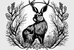 jackalope  silhouette portrait tattoo idea