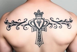 claddagh overlaid on a celtic cross tattoo idea