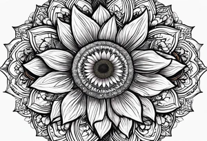 I want a liniar sunflower worh light mandala designs for a sleeve tattoo idea
