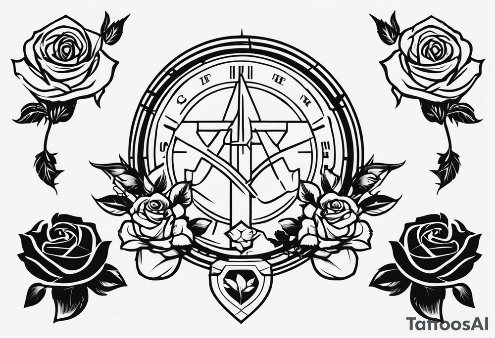 Logo de la película Kingsman con rosas en el logo tattoo idea