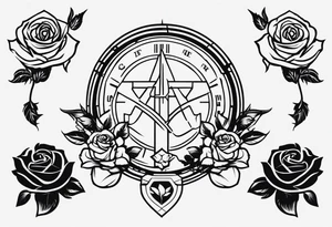 Logo de la película Kingsman con rosas en el logo tattoo idea