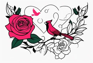 breast cancer memorial forearm tattoo incorporating roses and a cardinal into the tattoo tattoo idea