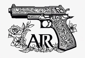The letters AR with pistols on each side tattoo idea