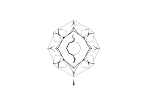 End falling apart hexagonal geometric pattern tattoo idea