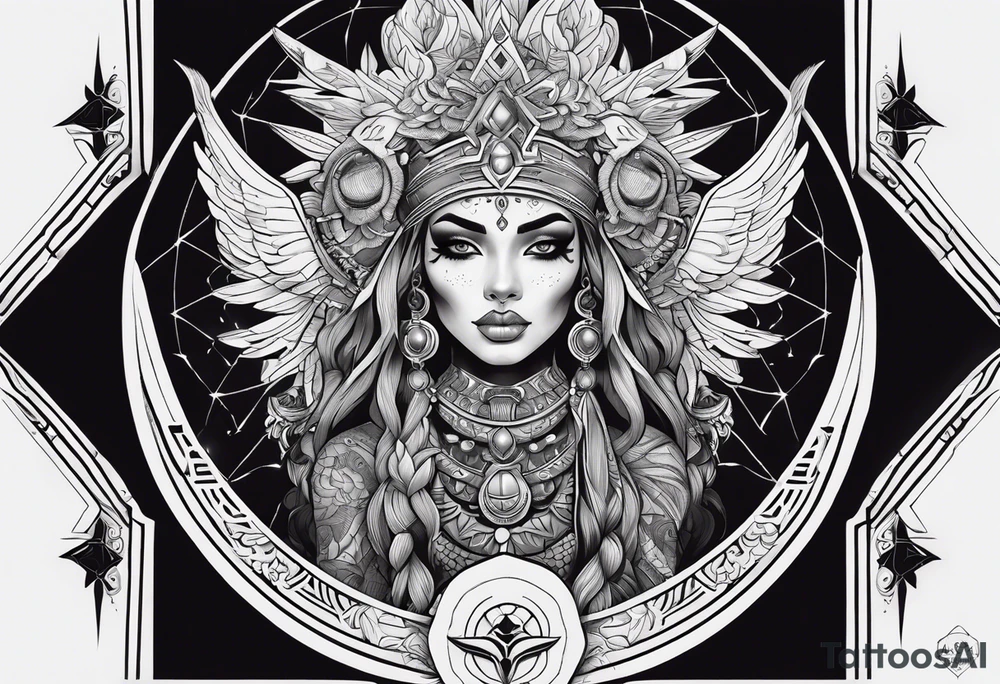 kali ma, alien goddess, valkrye, aries, pirate, divine feminine, zenza resonance, pachamama, lotus azul, blank panther, eagle, skull, 5D, nueva gaya, dna 12 tattoo idea
