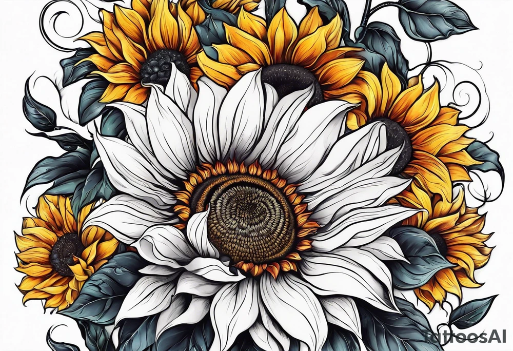 Flower fire an a sunflower tattoo idea