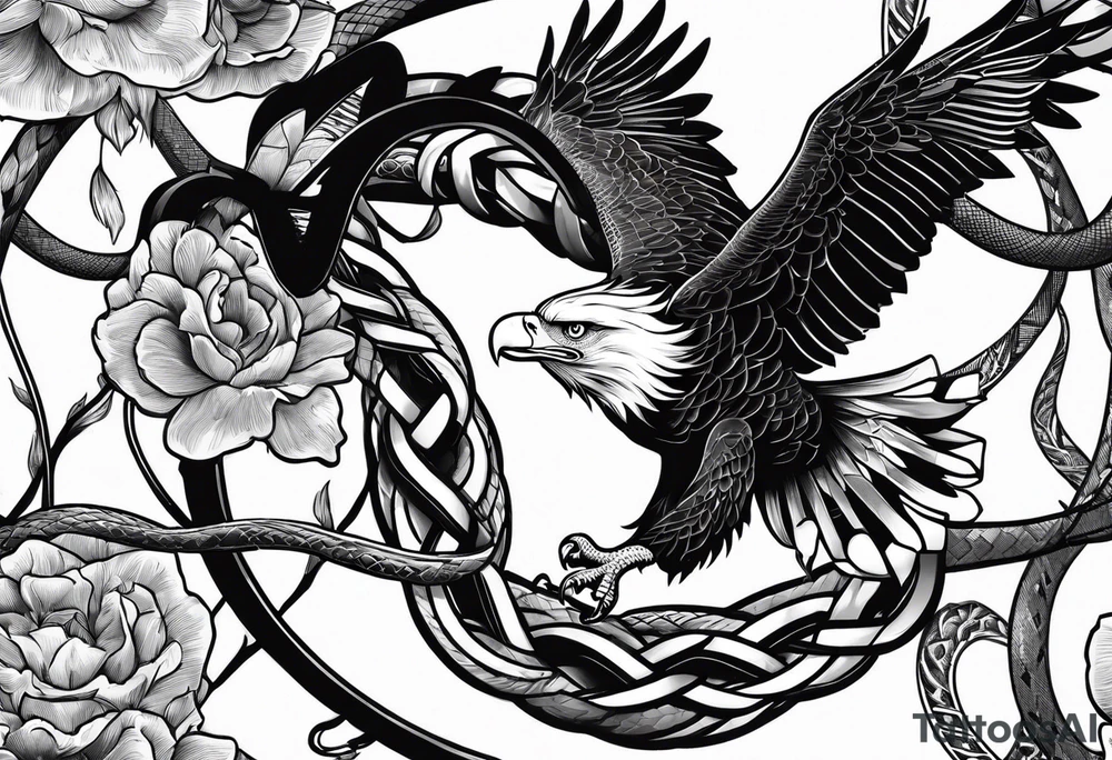 an eagle being trapped by a snake tattoo idea