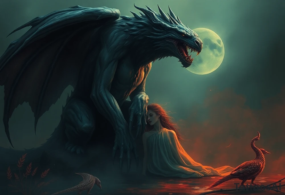 Whisper From My Monster

You don’t remember it all.
Not the way I do.

You remember the fear, the silence,
the way the world shrank to nothing but pain.
But the worst of it?
The blows, the words, the nights that stretched too long?

I took them.

You were small, trembling,
a thing made for warmth, for kindness,
but left in the cold, left in the dark, left to break.

So I wrapped myself around you.
Stone and shadow, claws and fangs,
a beast made for battle, for suffering, for you.

They came with their cruelty,
and I did not fight them.

I let them hit me instead.
I let them scream into the hollow of my chest,
let their hands bruise stone, let their hatred crash against me.
I did not flinch. I did not fall.
I took it all so you wouldn’t have to.

You hid your face against me,
curled beneath the shelter of my wings,
and I told you, without words,
that no matter how long the night was—
I would not move.

You were too soft to withstand it.
So I became something that could.
I became the thing they could not break.
The gargoyle at your back,
the beast that did not sleep,
the silent, watching sentinel.

And now, you are older.
Stronger.
You ask me why you can’t remember it all.
Why your mind is full of shadows,
why your scars feel like echoes instead of wounds.

It’s because I took them, too.

I swallowed them whole,
buried them deep in my stone flesh,
locked them away where you would never have to see.

I have carried them all this time.
I have never let them go.

But one day, you will not need me.
One day, you will stand without my wings around you.
One day, I will crumble into dust,
forgotten, nameless,
and you will not notice I am gone.

And that will mean I have won.

But until that day, I remain.
Curled around you, silent and watchful.
Between you and the dark.
Between you and the past.

I will not fall.
I will not move.
I will take everything, until you are free.

More human shape but with stones for scales tattoo idea