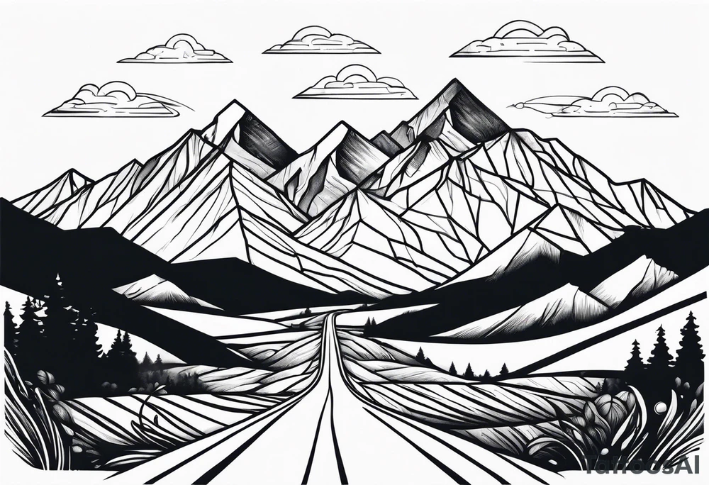 Long road to the mountains tattoo idea