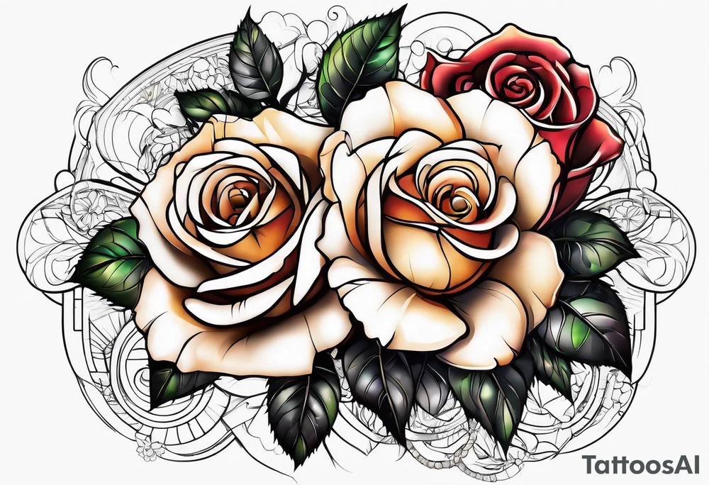 Blend roses and digital circuitry for an arm sleeve tattoo idea