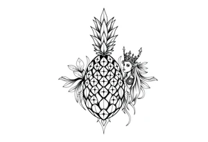 powerful majestic pineapple vagina, and anus 
with a crown tattoo idea