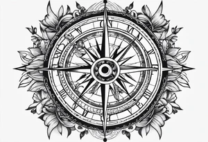 Compass with three birds tattoo idea