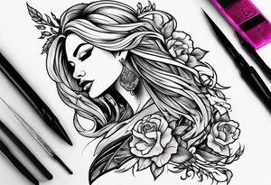 Dagger cutting off her hair tattoo idea